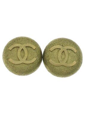 Chanel CC Logo Round Earrings Gold